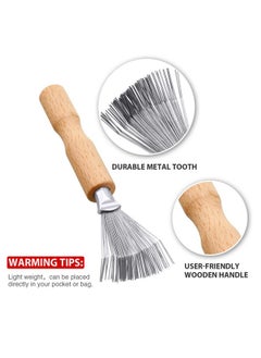 BOAO Boao 4 Pcs Hair Brush Cleaning Tool Set Mini Hair Cleaning Brush Tool Wooden Handle Mini Rakes for Removing Hair Dust Home Salon Use(Black)  - Image 3