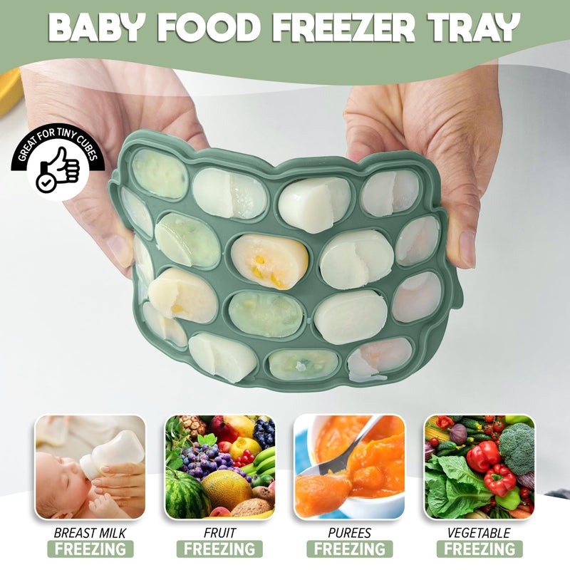 O'doe Oâ€™doe Silicone Baby Popsicle Molds & 1 Baby Food Feeders with 1 Clip, 1-Pack Freezer Tray with Lid, 18-Hole Popsicle Molds for Teething Relief, Includes 3 Extra Pacifiers, BPA Free - Image 2