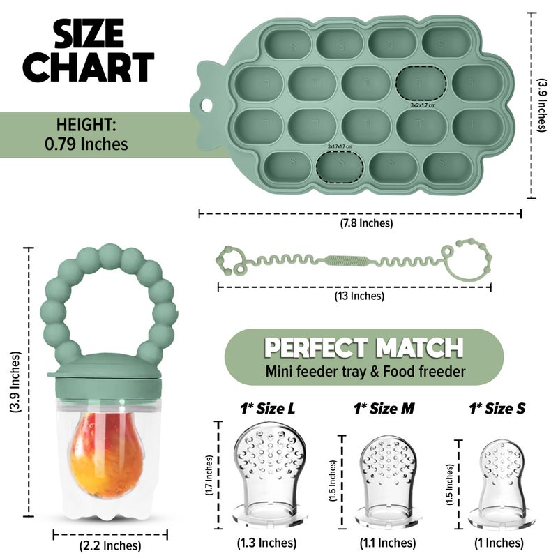 O'doe Oâ€™doe Silicone Baby Popsicle Molds & 1 Baby Food Feeders with 1 Clip, 1-Pack Freezer Tray with Lid, 18-Hole Popsicle Molds for Teething Relief, Includes 3 Extra Pacifiers, BPA Free - Image 5