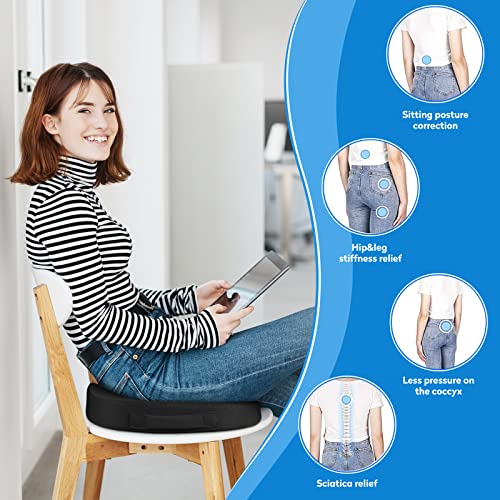 CushZone Seat Cushion, Memory Foam Cushion for Office Chair, Car Seat, Airplane, Chair Pad for Postpartum Pregnancy, Sciatica Tailbone Back Pain Relief for Long Sitting Workers, Car Drivers, Black - Image 3