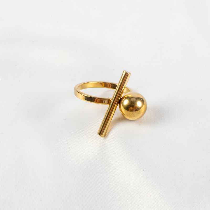 خاتم أستانليس ستيل ذهبي مقاس 17 - Image 3