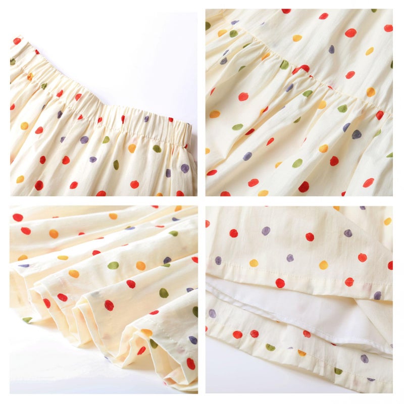 WELAKEN Dot Long Skirt for Girls Kids & Teens Elastic Waistband A-Line Maxi Skirts - Image 3