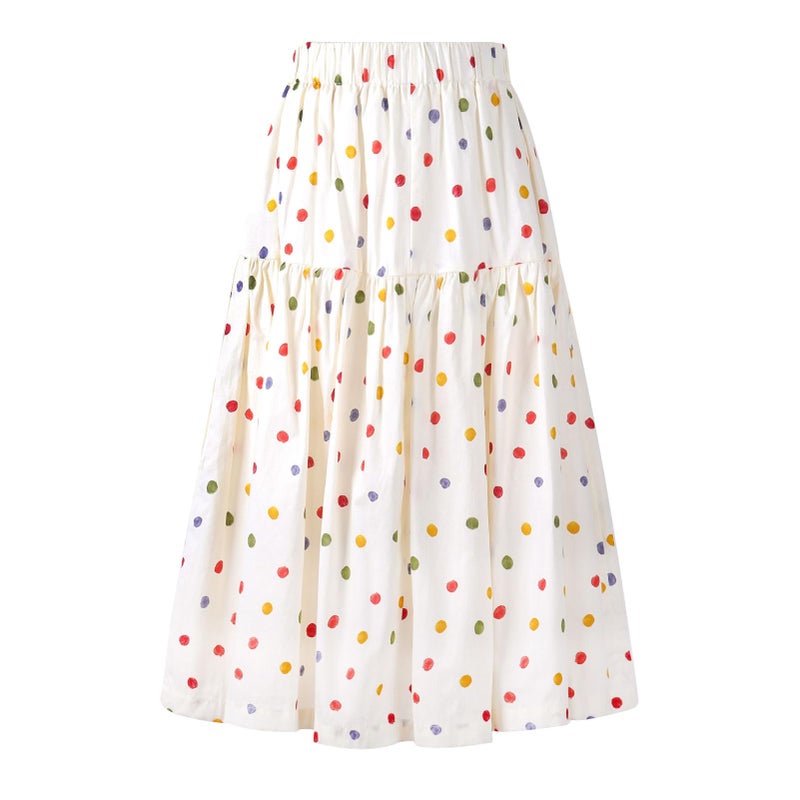 WELAKEN Dot Long Skirt for Girls Kids & Teens Elastic Waistband A-Line Maxi Skirts - Image 1
