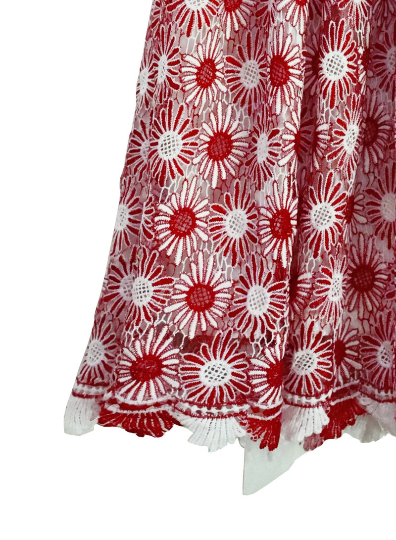 كيدابهو فستان أطفال سموكيد للبنات - إشعاع عباد الشمس الأحمر - Image 2