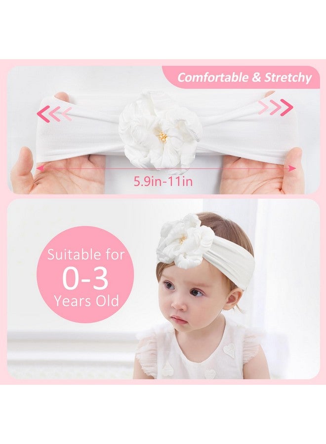 Fmeida Baby Girls Nylon Headband and Bow White Big Flower Headbands Fashion Hair Accessories for Newborns Infants - Image 2