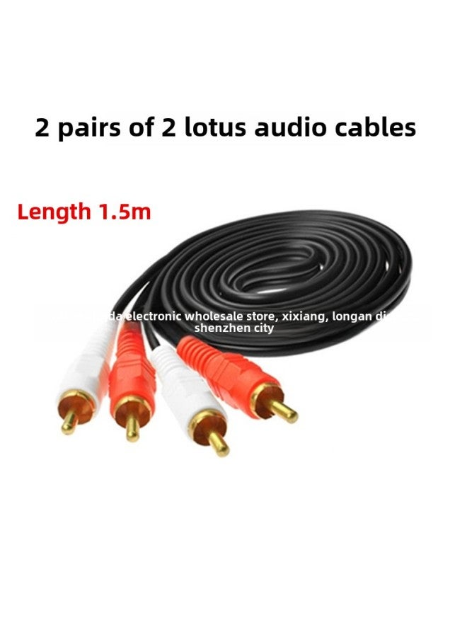 1.5 M AV Line Audio Line Double Lotus 2 To 2 Lotus Head Audio Line TV Audio Amplifier Wholesale-Color:Gold Plated Head 4 Head (+ Packing)-Length:1.5 Meters From 1000  - Image 1