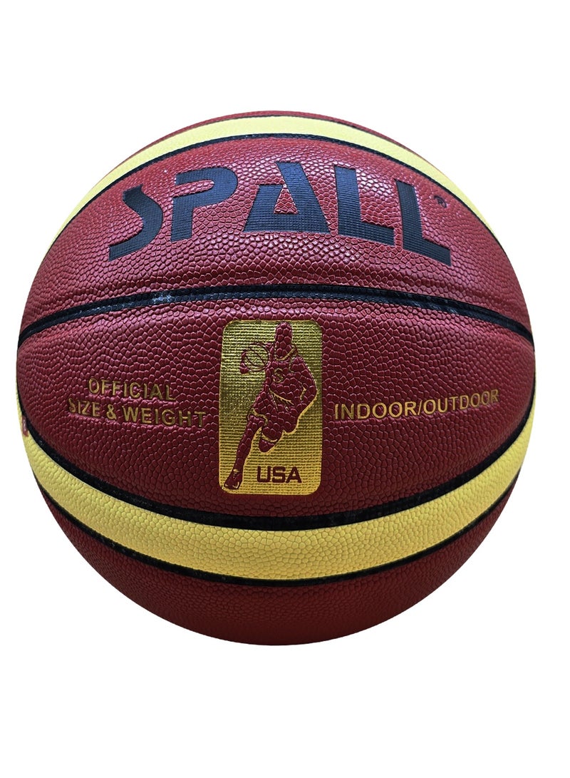 Spall Basketball Size 7 Indoor/Outdoor Official Regulation Size Streetball Rubber Basketball Deep Channel Construction Made For Unisex Men And Women Youth And Adult For Professional Training And Games - Image 1