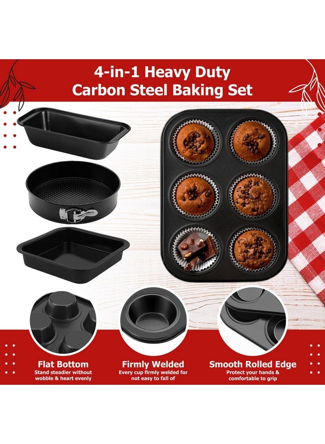 Casa Azul 4-in-1 Non-Stick Baking Set | Includes Muffin Tray, Square Baking Tray, Bread Mould, Round Cake Mould - BPA Free Carbon Steel Bread pan, Microwave & OTG Oven Safe Cake Moulds for Baking - Image 2