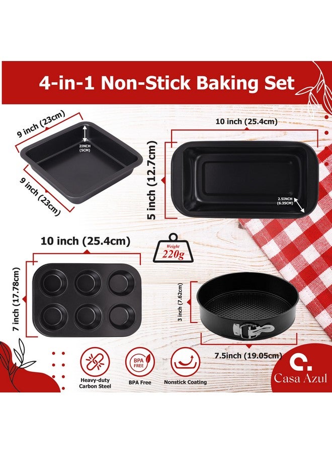 Casa Azul 4-in-1 Non-Stick Baking Set | Includes Muffin Tray, Square Baking Tray, Bread Mould, Round Cake Mould - BPA Free Carbon Steel Bread pan, Microwave & OTG Oven Safe Cake Moulds for Baking - Image 3