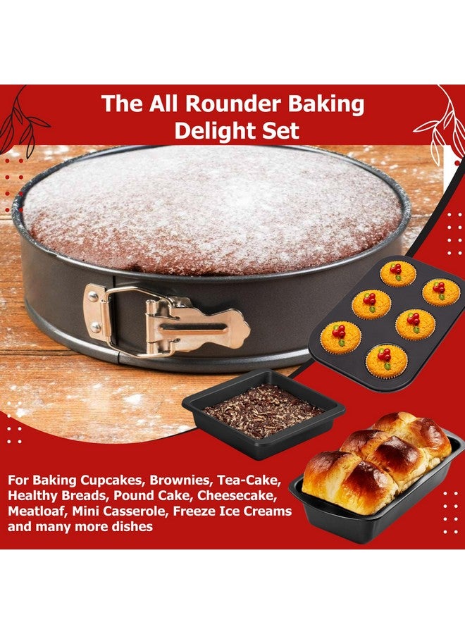 Casa Azul 4-in-1 Non-Stick Baking Set | Includes Muffin Tray, Square Baking Tray, Bread Mould, Round Cake Mould - BPA Free Carbon Steel Bread pan, Microwave & OTG Oven Safe Cake Moulds for Baking - Image 4