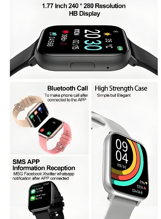 Volynix Smart Watch Korean Brand Business Smart watch, Multiple Language English Arabic, Waterproof Fitness Watch, Bluetooth Calling, Zinc Alloy Vacuum Plating, Heart Rate Monitoring, Smart watch for Men Women, Gift for Girls Boys - Black  - Image 3