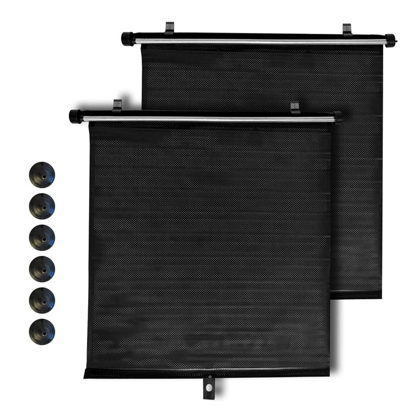 TopShade Car Window Roller Shade - Retractable Auto Side Window Sun Shade for Cars, Trucks, SUVs - UV Protection & Heat Blocker - Baby & Pet Safe - Easy Install (2 Pack, Medium, Black) - Image 1