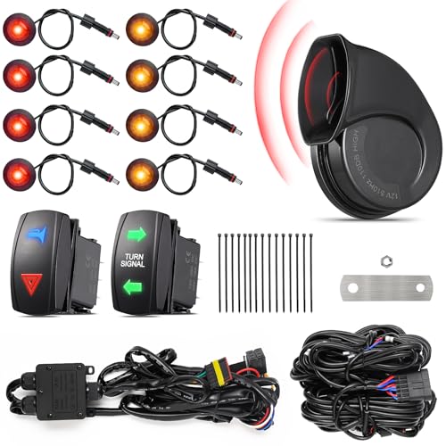 Ehaho ATV UTV Turn Signal Kit with 110D Horn [Pre-Wired] [Plug & Play] SXS UTV Universal Street Legal Kit with Hazard light, Blinker Kit with Rocker Switch Compatible With Polaris RZR Can-Am CFMOTO - Image 1