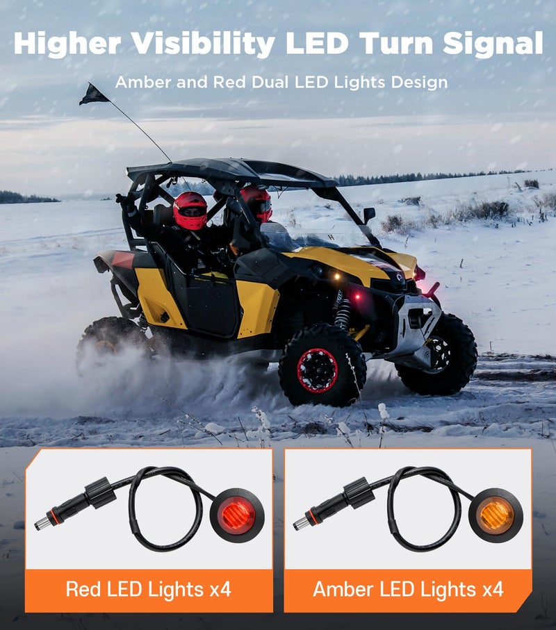 Ehaho ATV UTV Turn Signal Kit with 110D Horn [Pre-Wired] [Plug & Play] SXS UTV Universal Street Legal Kit with Hazard light, Blinker Kit with Rocker Switch Compatible With Polaris RZR Can-Am CFMOTO - Image 2