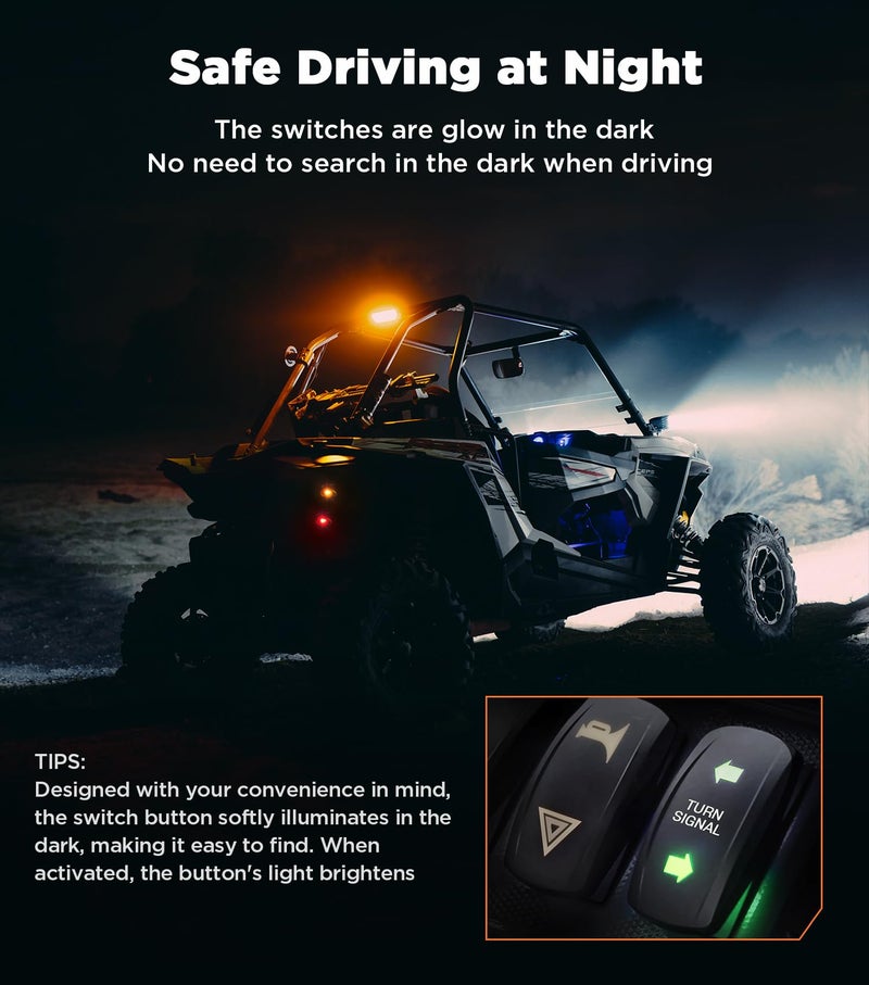 Ehaho ATV UTV Turn Signal Kit with 110D Horn [Pre-Wired] [Plug & Play] SXS UTV Universal Street Legal Kit with Hazard light, Blinker Kit with Rocker Switch Compatible With Polaris RZR Can-Am CFMOTO - Image 4