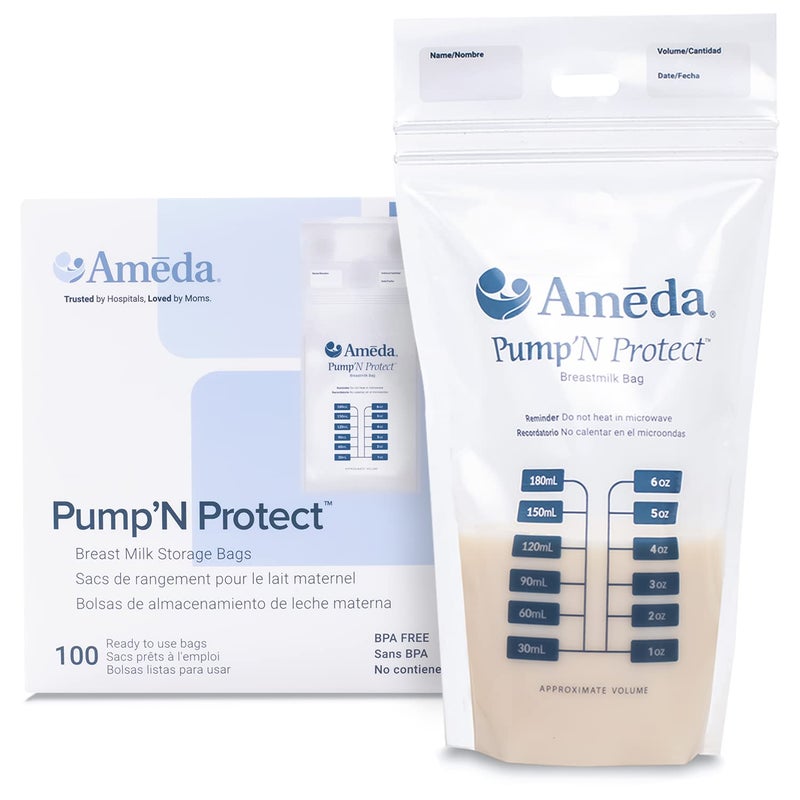 حقيبة تخزين حليب الثدي Ameda PumpN Protect سعة 6 أونصات 100 قطعة
