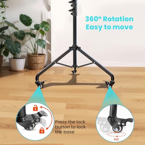 MACTREM 18" Foldable Ring Light with Stand for iPhone ipad Camera, 75" Tripod with Wheels 38W 6500K LED Display/Remote/2 USB Ports Large Big Ringlight Rolling for YouTube Facebook TikTok Live Video Recording - Image 5