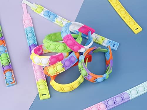kapibarasensei 28Pcs Pop Bracelet Fidget Toy Wearable Fidget Bracelets Push Poping Bubble Sensory Toys Stress Relief Finger Press Silicone Wristband for Kids and Adults ADHD ADD Autism Anxiety - Image 5