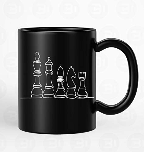 VIGAT Chess Pieces Ceramic Coffee Mug or Tea Cup Best for Gift 350ml or 11Oz Black 1 Piece