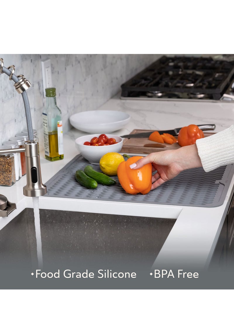 Silicone Dish Drying Mat for Multiple Usage,Easy clean,Eco-friendly,Heat-resistant Silicone Mat for Kitchen Counter or Sink,Refrigerator or drawer liner - Image 3