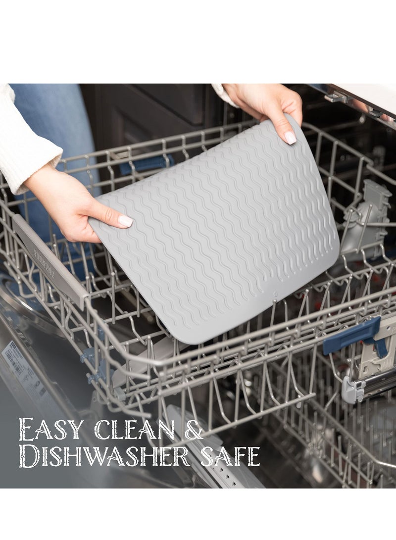 Silicone Dish Drying Mat for Multiple Usage,Easy clean,Eco-friendly,Heat-resistant Silicone Mat for Kitchen Counter or Sink,Refrigerator or drawer liner - Image 5