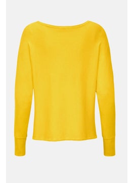 Tchibo Women Boat Neck Long Sleeve Knit Top, Yellow  - Image 2