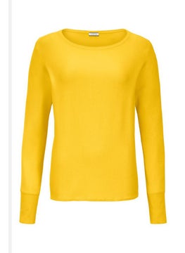 Tchibo Women Boat Neck Long Sleeve Knit Top, Yellow  - Image 3