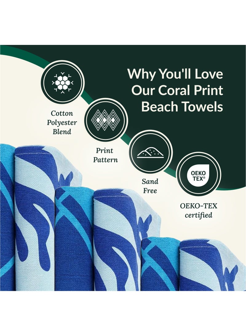 كلاود سكيب لينين Cotton Beach Towels Set- Pack of 2, 39x71 inches, Quick Dry and Highly Absorbent Towels,Turtle & Coral - Image 4