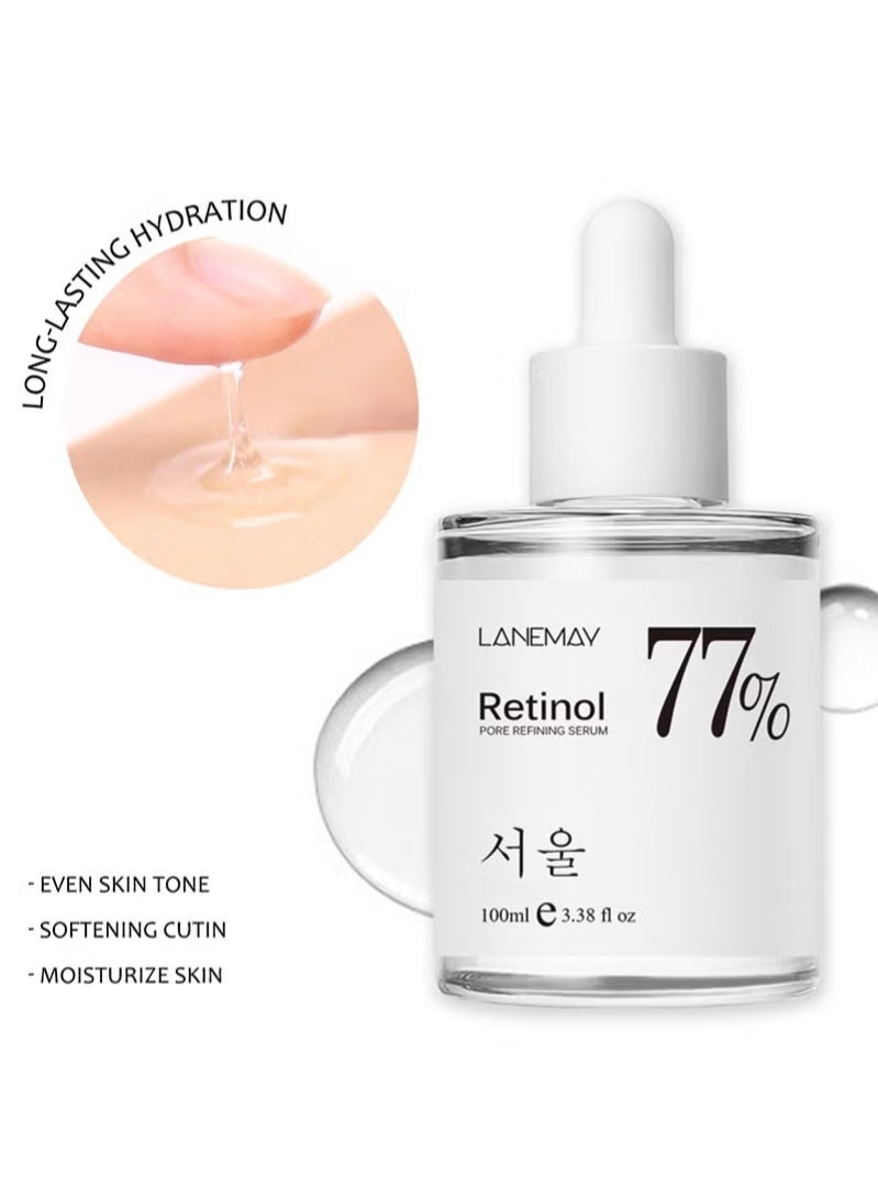 LANEMAY 77% Retinol Pore Refining Serum,Anti-Aging Power Essence,Hydrating Firming Essence For Face With Filtrate Wrinkle Reduction,Age Spot and Post Acne Effects for Dull and Dry Skin,Korean Skin Care-100ml - Image 4