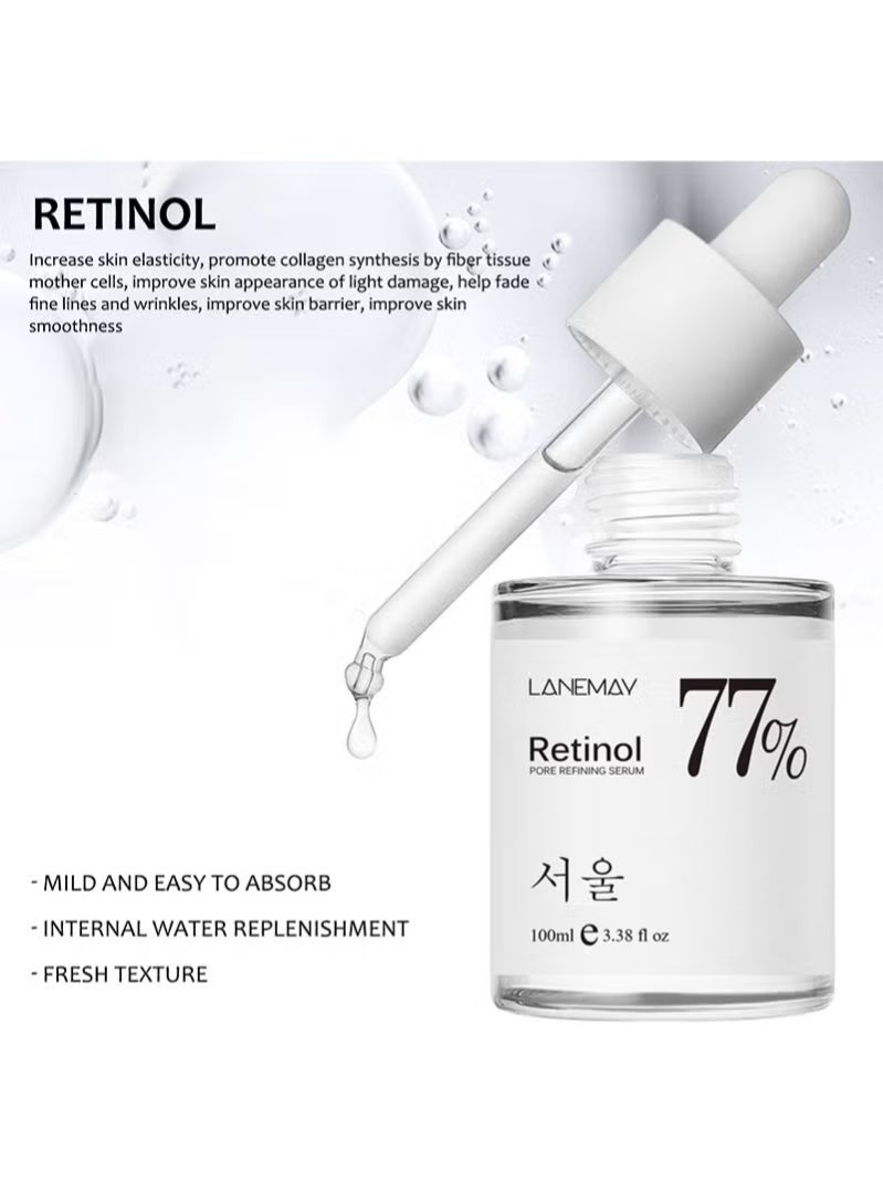 LANEMAY 77% Retinol Pore Refining Serum,Anti-Aging Power Essence,Hydrating Firming Essence For Face With Filtrate Wrinkle Reduction,Age Spot and Post Acne Effects for Dull and Dry Skin,Korean Skin Care-100ml - Image 2