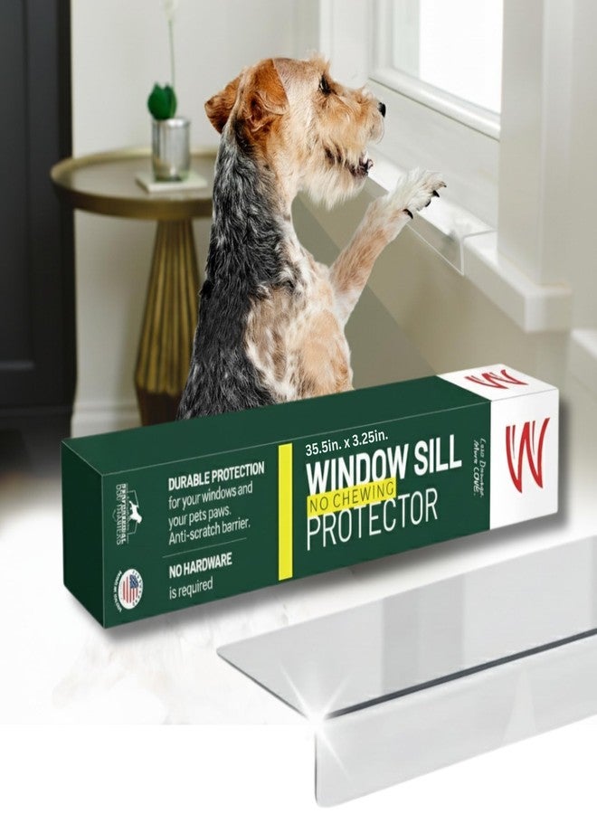 CLAWGUARD Plexiglass Window Sill Protector – Thick Crystal Clear Window Sill Cover & Extender – Window Ledge Protector for Dogs & Cats (35.5in. x 3.25in.) - Image 1