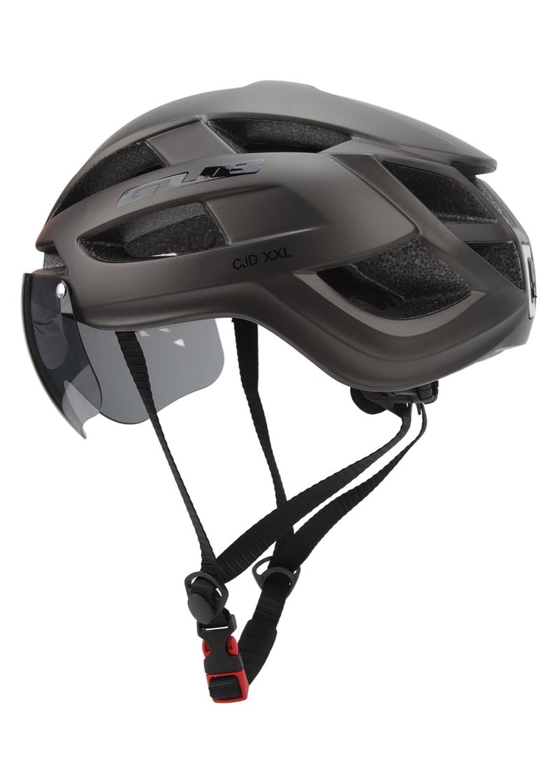 جي يو بي خوذة دراجة هوائية GUB XXL مزودة بضوء LED قابل للشحن وعدسة مغناطيسية قابلة للإزالة – خفيفة الوزن ومناسبة للطريق والمغامرات تيتانيوم - Image 5