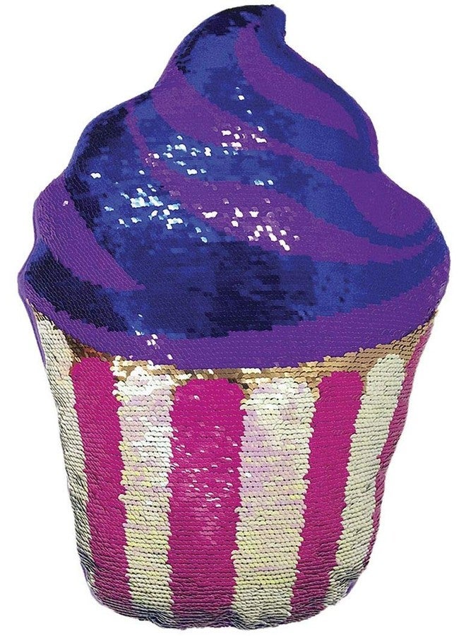 iscream Swirl Icing Cupcake 7" x 9" Reversible Sequin Soft Fleece Back Mini Pillow - Image 3