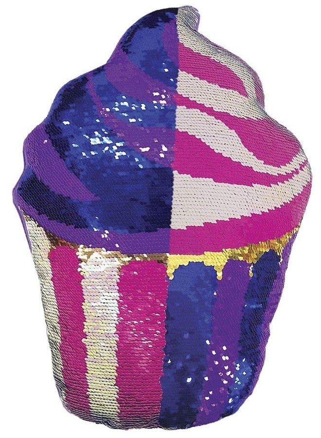iscream Swirl Icing Cupcake 7" x 9" Reversible Sequin Soft Fleece Back Mini Pillow - Image 2
