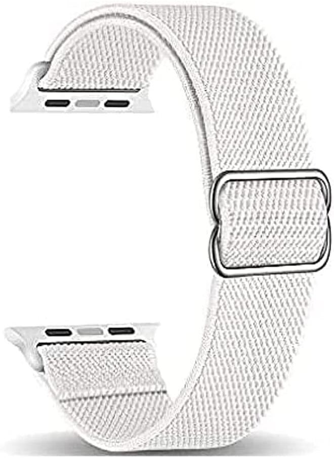 Generic - Single Ring Rubber Nylon Band for Apple Watch 45/49mm Series 8 and 8 Ultra Braided White Adjustable - Image 1
