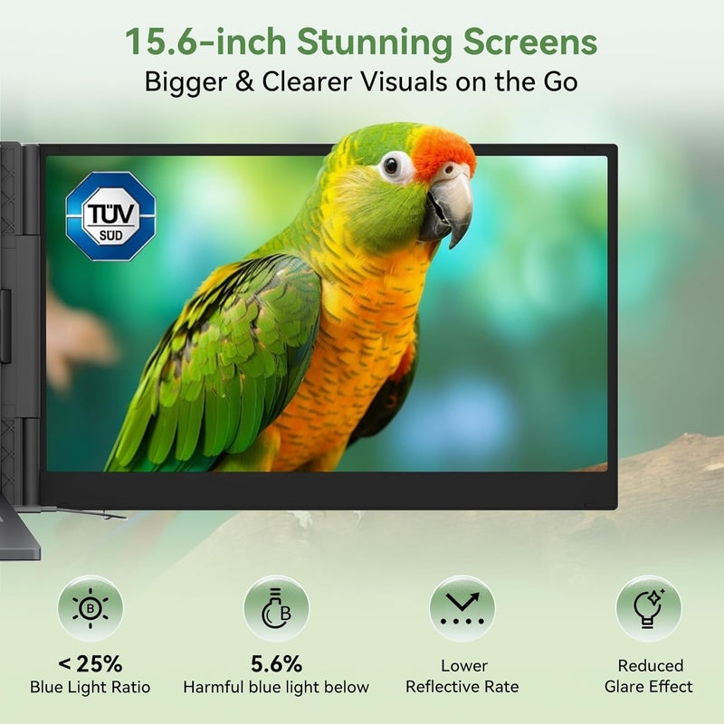 Blackview Triple Laptop Screen Extender,15.6" Portable Monitor [FHD 1080P TÜV SÜD & Ultra-Slim],Two Cable USB C Travel for 14-17" Laptop,Plug & Play Compatible with Windows/Mac/Chrome OS - Image 3