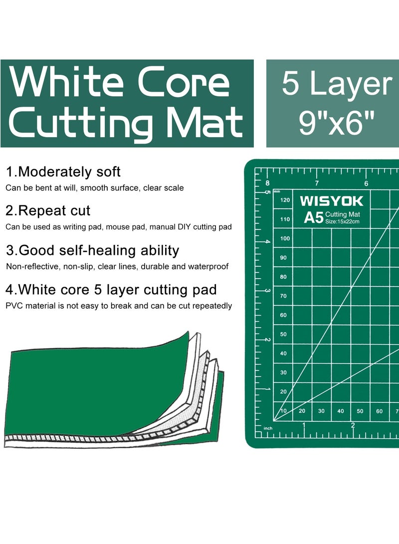 Excefore Cutting Mat Craft Mat, Self-Healing Craft Cutting Mat, Accurate Guide Grid Lines Design for Cutting Fabric, for Arts and Crafts, Sewing, Quilting and Scrapbooking Projects (6" x 8", A5, Green) - Image 3