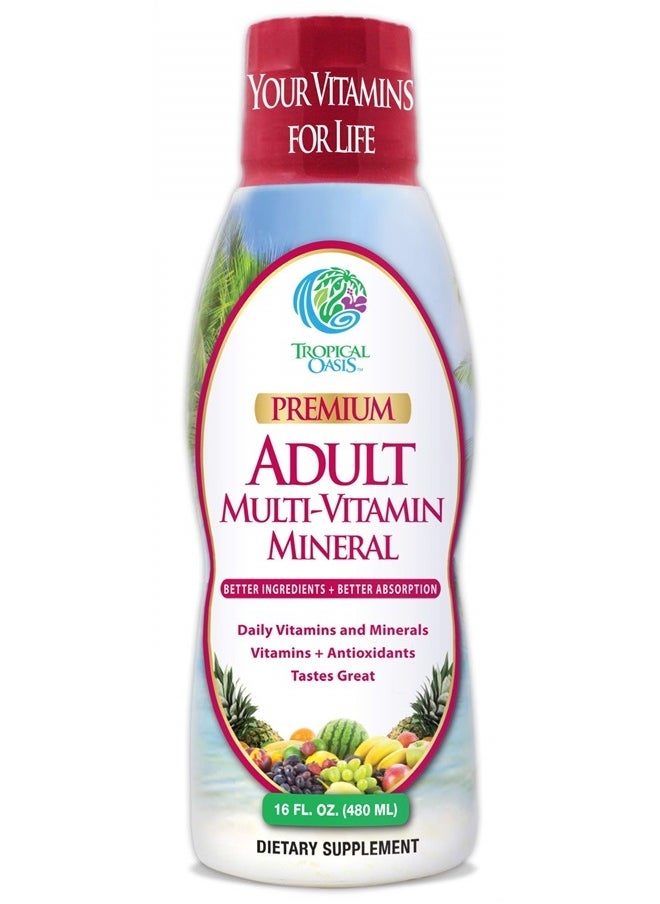 Tropical Oasis - Adult Liquid Multivitamin -Liquid Multi-Vitamin and Mineral Supplement with 125 Total Nutrients Including; 85 Vitamins & Minerals, 23 Amino Acids, and 18 Herbs - 16 fl oz, 32 serv - Image 1