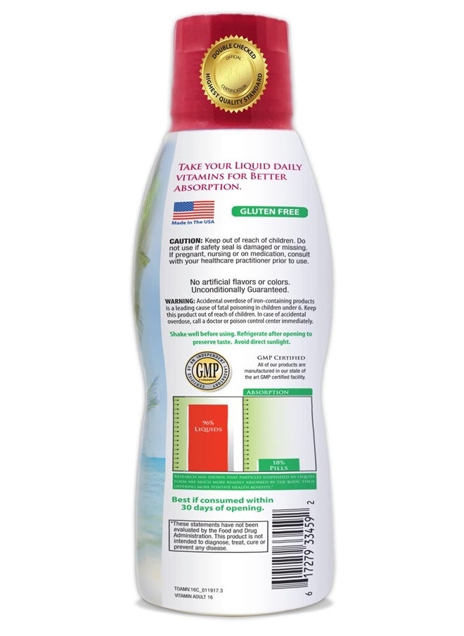 Tropical Oasis - Adult Liquid Multivitamin -Liquid Multi-Vitamin and Mineral Supplement with 125 Total Nutrients Including; 85 Vitamins & Minerals, 23 Amino Acids, and 18 Herbs - 16 fl oz, 32 serv - Image 1