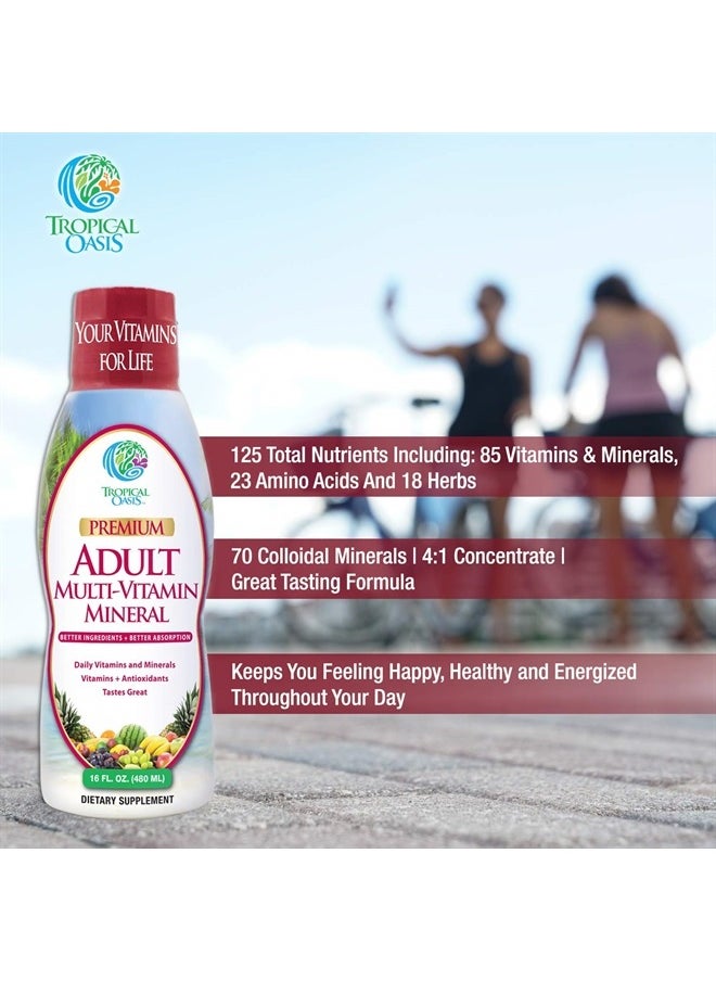 Tropical Oasis - Adult Liquid Multivitamin -Liquid Multi-Vitamin and Mineral Supplement with 125 Total Nutrients Including; 85 Vitamins & Minerals, 23 Amino Acids, and 18 Herbs - 16 fl oz, 32 serv - Image 1