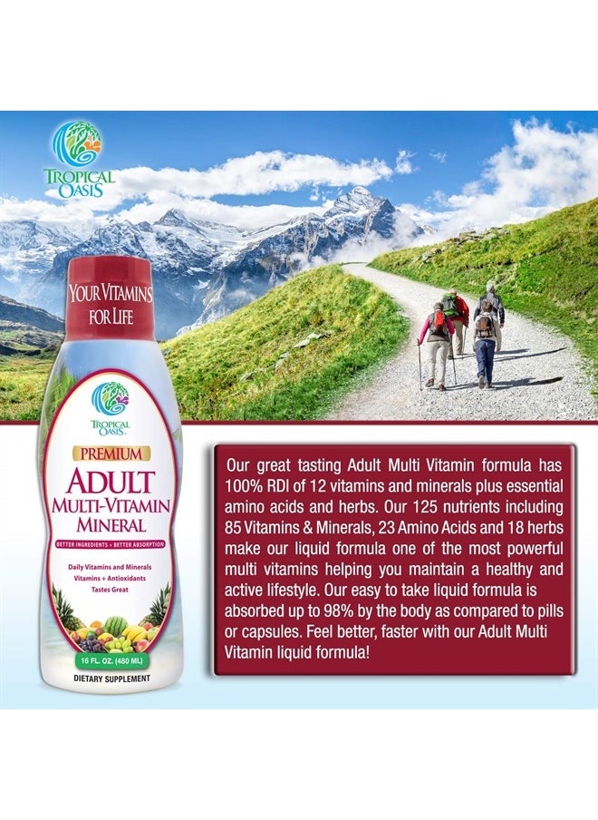 Tropical Oasis - Adult Liquid Multivitamin -Liquid Multi-Vitamin and Mineral Supplement with 125 Total Nutrients Including; 85 Vitamins & Minerals, 23 Amino Acids, and 18 Herbs - 16 fl oz, 32 serv - Image 1