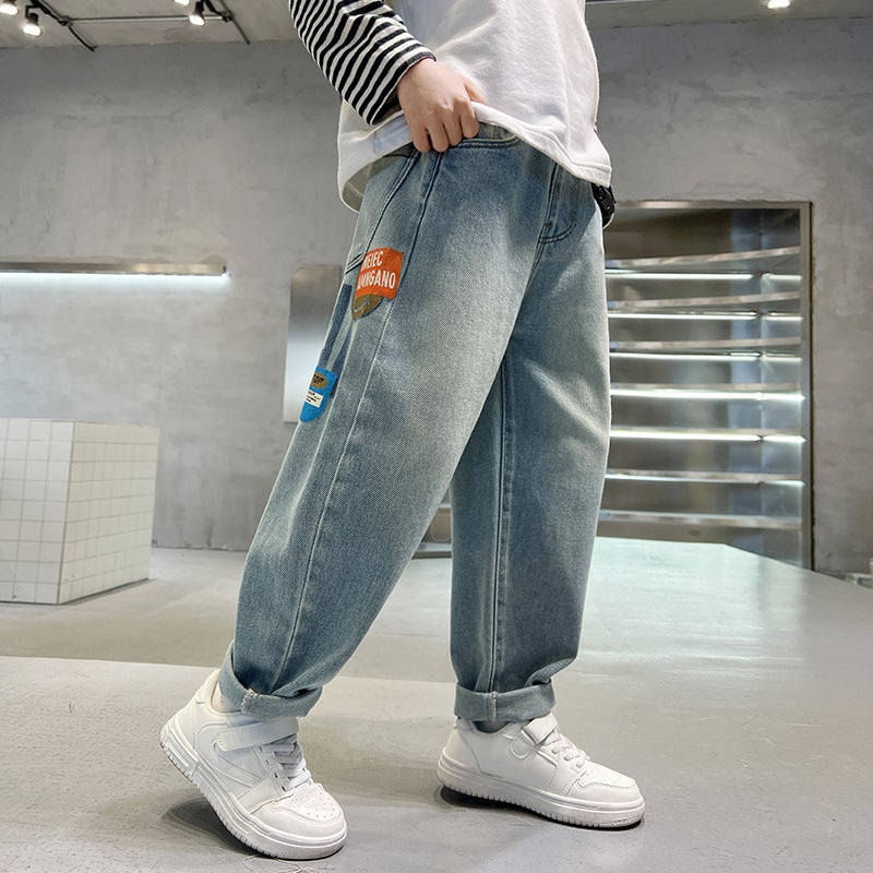 Boys' Pants Arrival Big Kids' Duffy Handsome Boys Children'S Spring Fleece-Lined Thick Jeans - Image 3