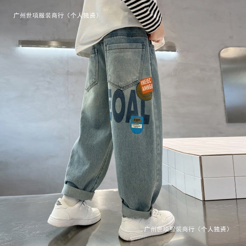 Boys' Pants Arrival Big Kids' Duffy Handsome Boys Children'S Spring Fleece-Lined Thick Jeans - Image 2