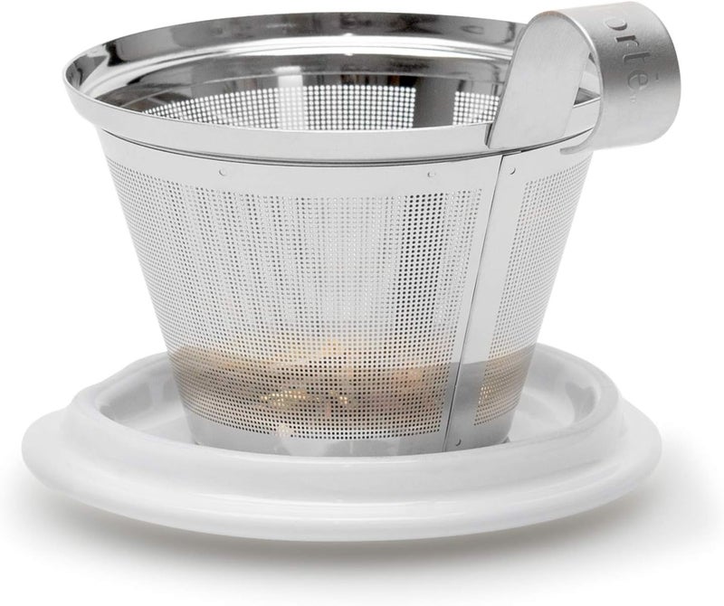 Market mainstream color picks Tea Forte Double-Walled Ceramic Kati Cup, Removable Stainless Steel Infuser Basket and Lid, Steeps 12 oz Loose Leaf Tea, Dishwasher & Microwave Safe, Jardin Batch uniform stable quality - Image 4