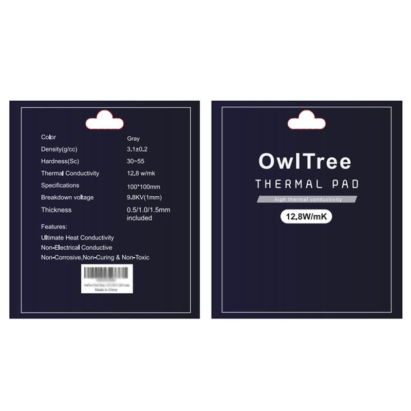 OwlTree 3 Pack Thermal Pads, 100x100mm, 0.5mm, 1mm, 1.5mm, Highly Efficient Thermal Conductivity 12.8W/mK, Heat Resistant Silicone Grease for Laptop Heatsink, CPU, GPU, SSD, IC, LED Cooler - Image 5