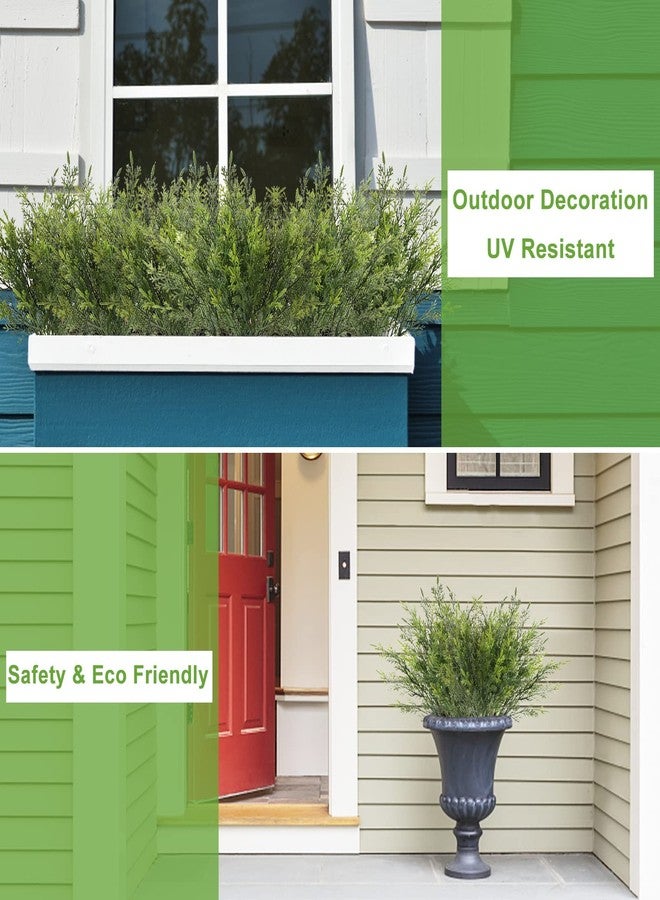 Yoratee Artificial Outdoor Plants 12 PCS Fake Cedar Plants Plastic Faux Pinetree Stems Greenery Shrubs UV Resistant Colorfast Indoor Outdoor Christmas Home Decor for Windowbox Garden Porch Path - Image 2