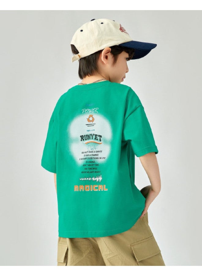 THREE Proof】boys' T-shirt Summer Thin Style Children's Dry And Breathable Short Sleeve Casual Sports Top For Big Kids - Image 1