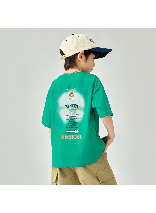 THREE Proof】boys' T-shirt Summer Thin Style Children's Dry And Breathable Short Sleeve Casual Sports Top For Big Kids - Image 2