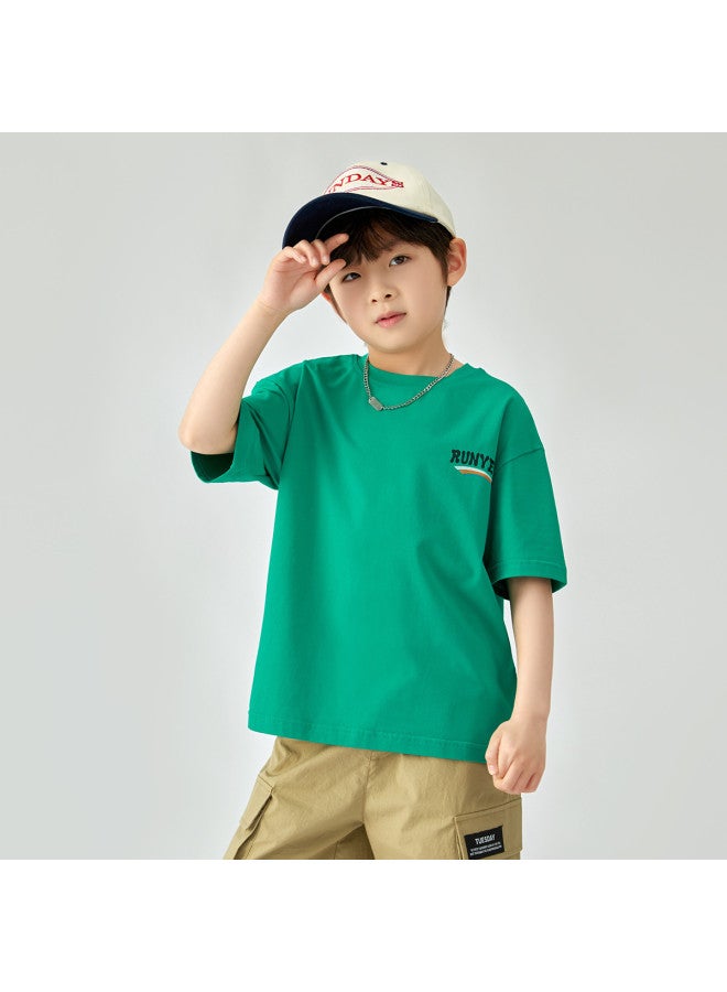 THREE Proof】boys' T-shirt Summer Thin Style Children's Dry And Breathable Short Sleeve Casual Sports Top For Big Kids - Image 3