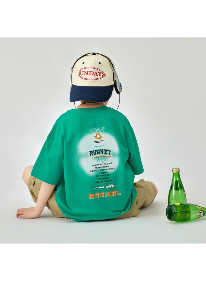 THREE Proof】boys' T-shirt Summer Thin Style Children's Dry And Breathable Short Sleeve Casual Sports Top For Big Kids - Image 4